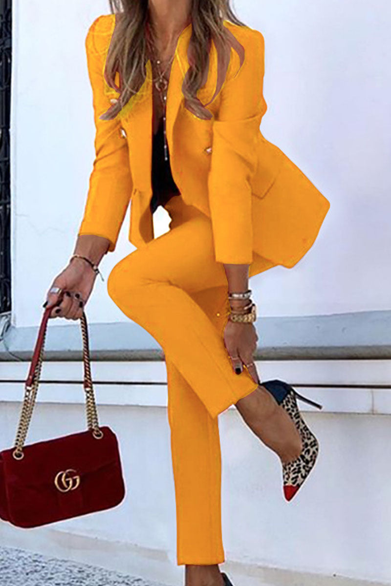 Fashion British Style Solid Patchwork Turn-back Collar Long Sleeve Two Pieces(4 Colors)