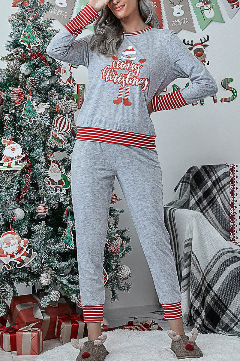 Fashion Living Print Patchwork O Neck Two Pieces(5 Colors)