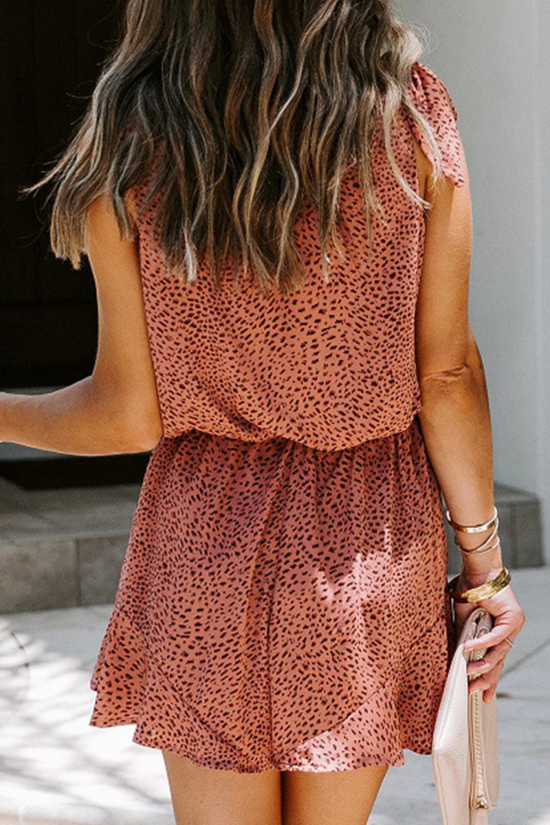 Combinaisons amples à col en U, imprimé patchwork et bretelles, style décontracté.