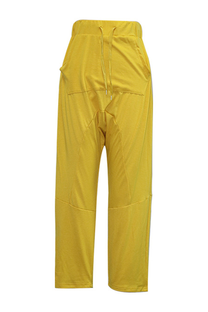 Casual Solid Draw String Pocket Loose Harlan Solid Color Bottoms(4 Colors)