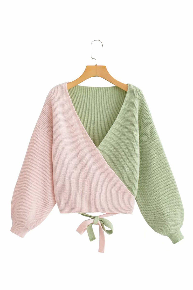 Casual Street Solid Patchwork Strap Design V Neck Tops Sweater