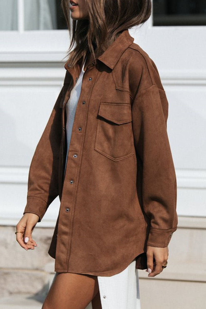 Vêtements d'extérieur décontractés et élégants, à col rabattu, à empiècements et à ourlets fendus.