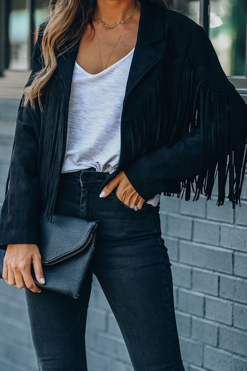 Vêtements d'extérieur à col rabattu, patchwork et pompons, style streetwear.