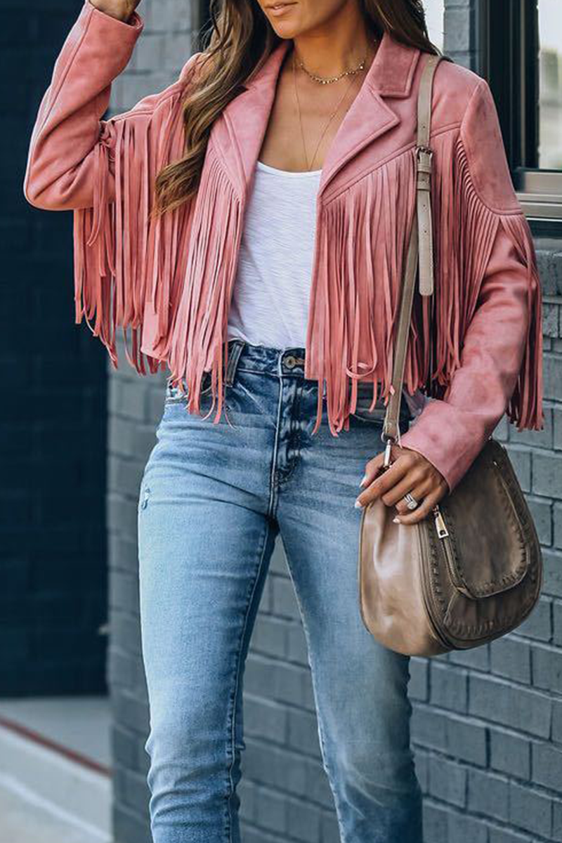 Vêtements d'extérieur à col rabattu, patchwork et pompons, style streetwear.