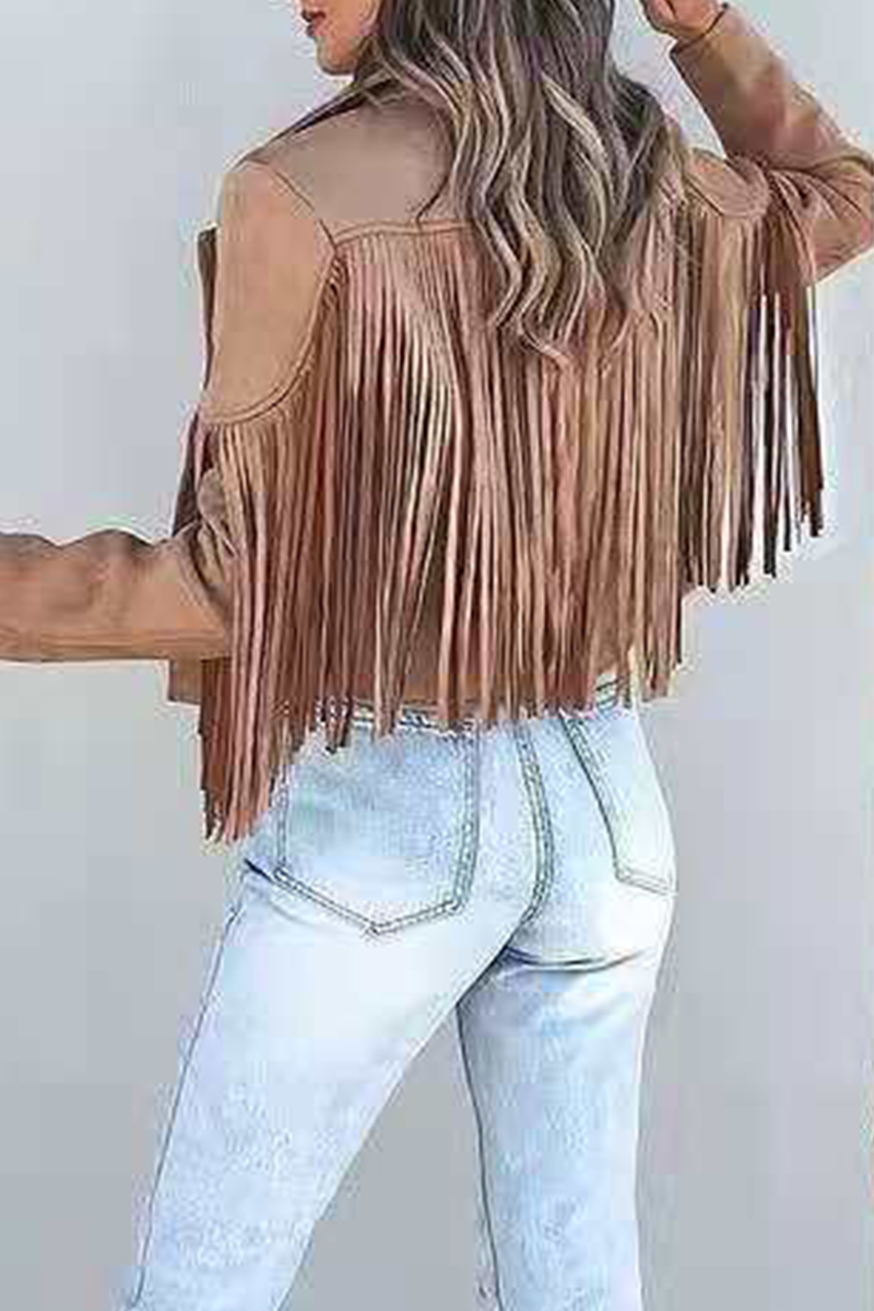 Vêtements d'extérieur à col rabattu, patchwork et pompons, style streetwear.