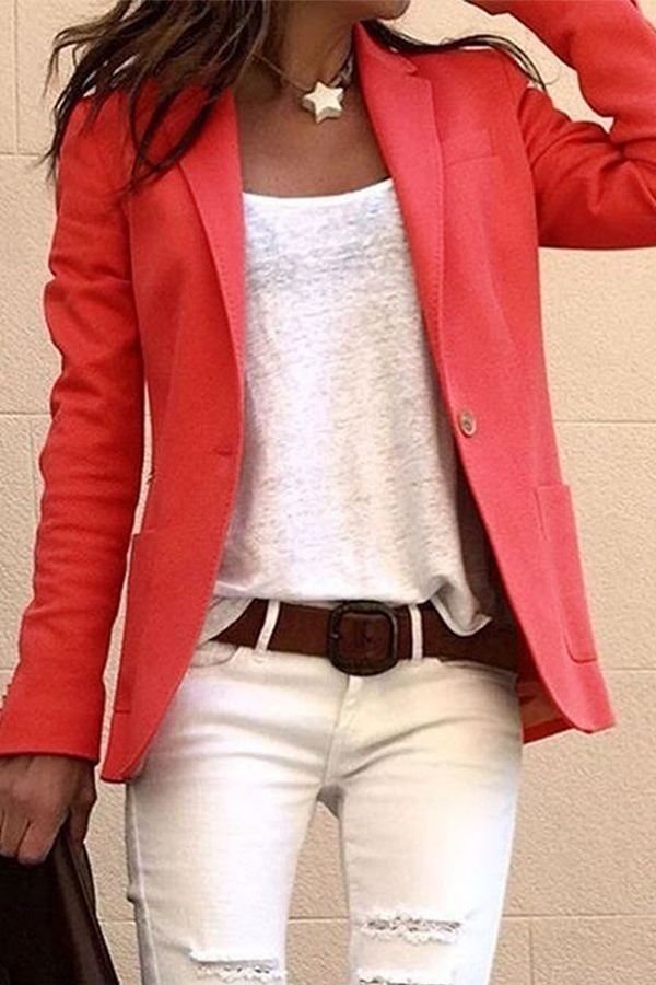 Vêtements d'extérieur décontractés, patchwork uni, boutons, col montant (6 couleurs)