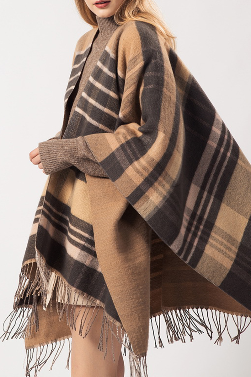 Vêtements d'extérieur décontractés, style patchwork, avec franges.