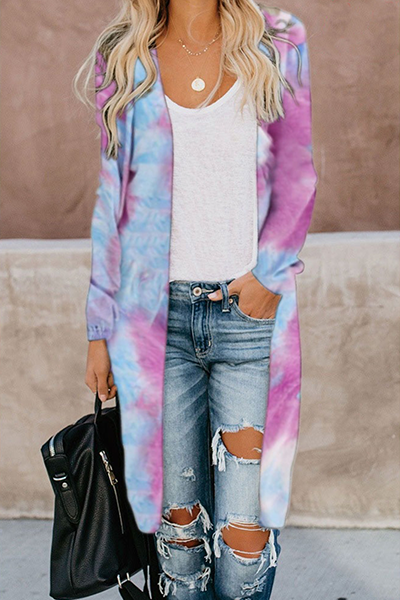 Vêtements d'extérieur décontractés à imprimé patchwork et col en V (5 couleurs)