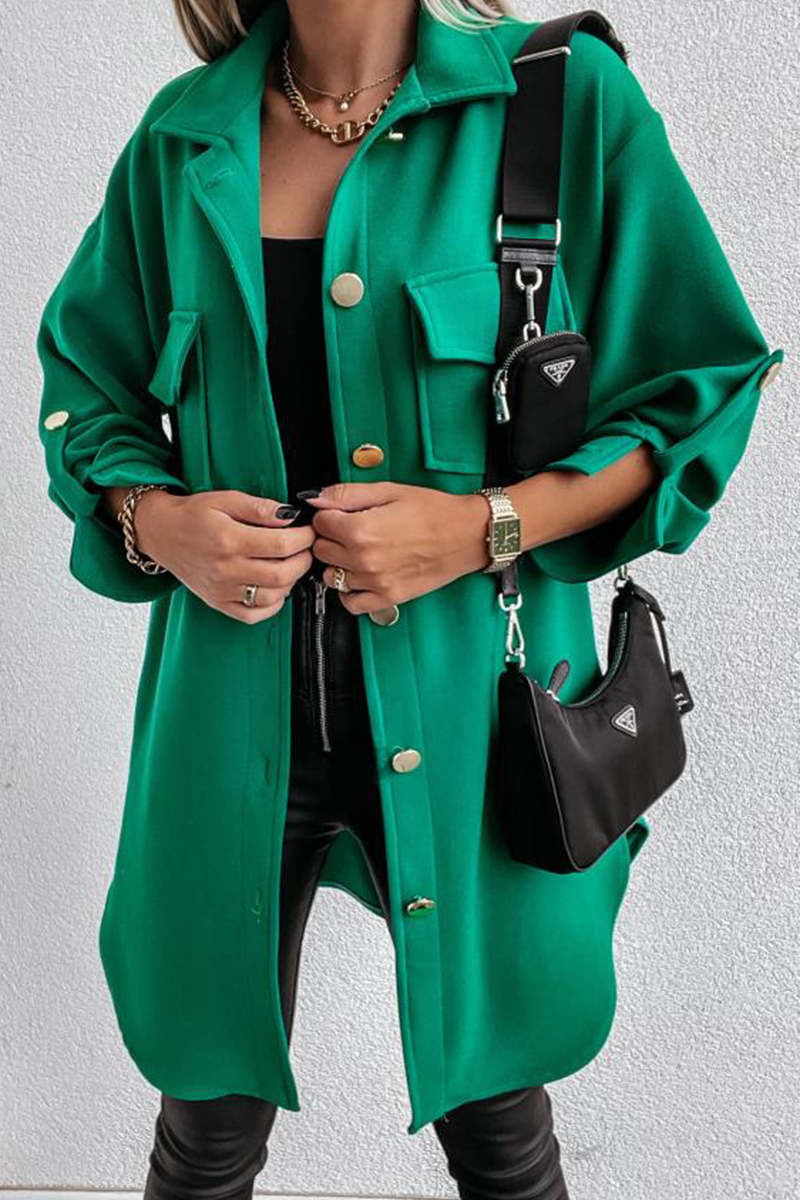 Vêtements d'extérieur décontractés, à col montant, avec poches et boucle (3 couleurs)