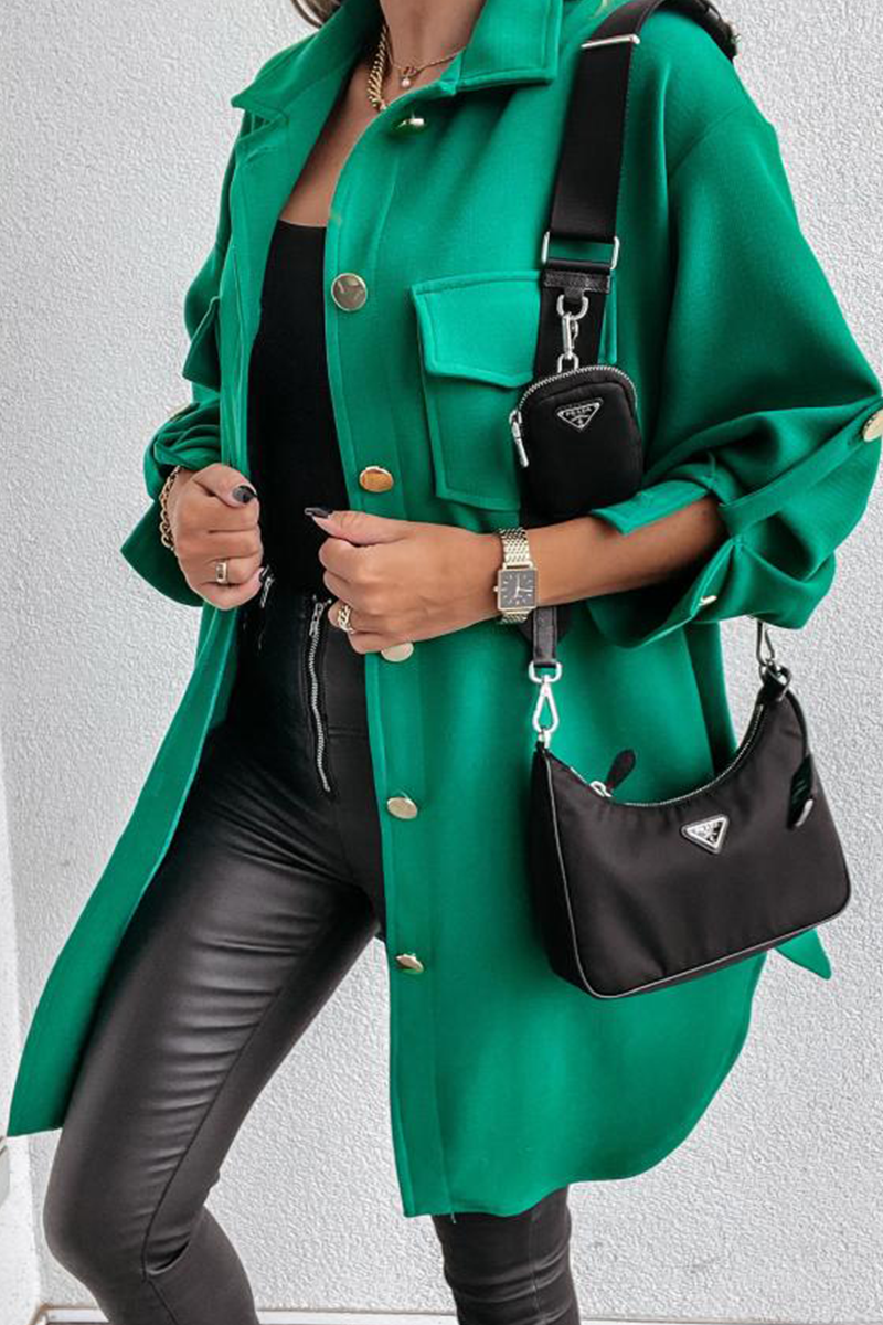 Vêtements d'extérieur décontractés, à col montant, avec poches et boucle (3 couleurs)