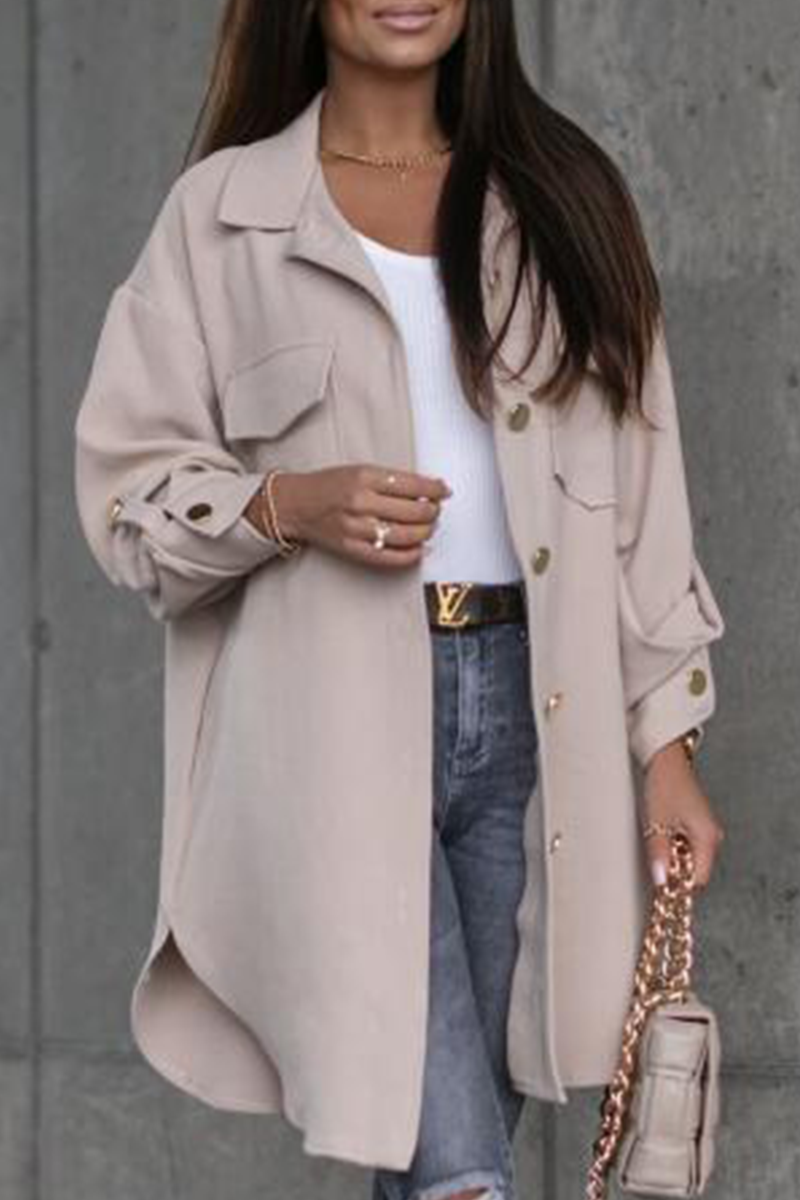 Vêtements d'extérieur décontractés, à col montant, avec poches et boucle (3 couleurs)