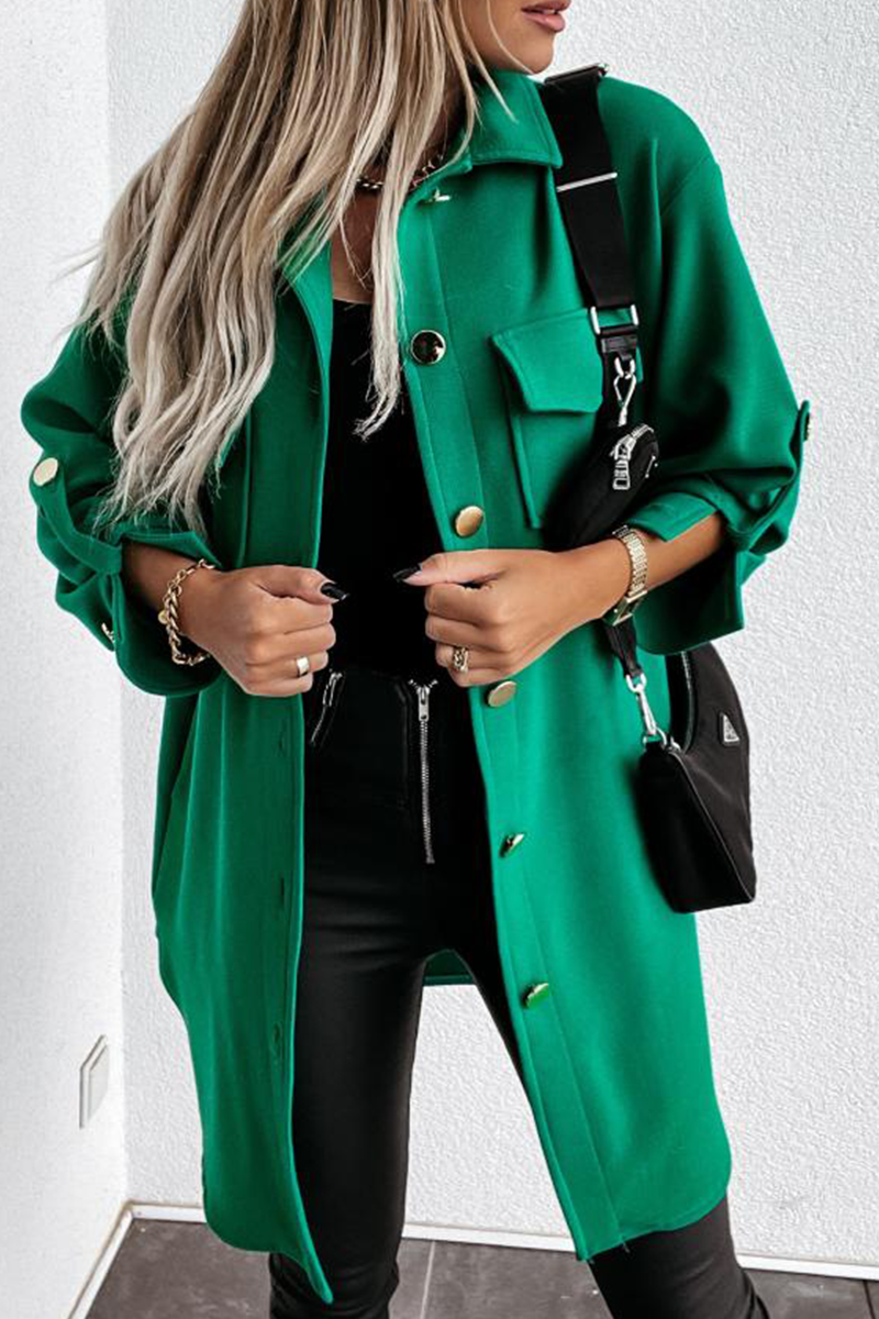 Vêtements d'extérieur décontractés, à col montant, avec poches et boucle (3 couleurs)