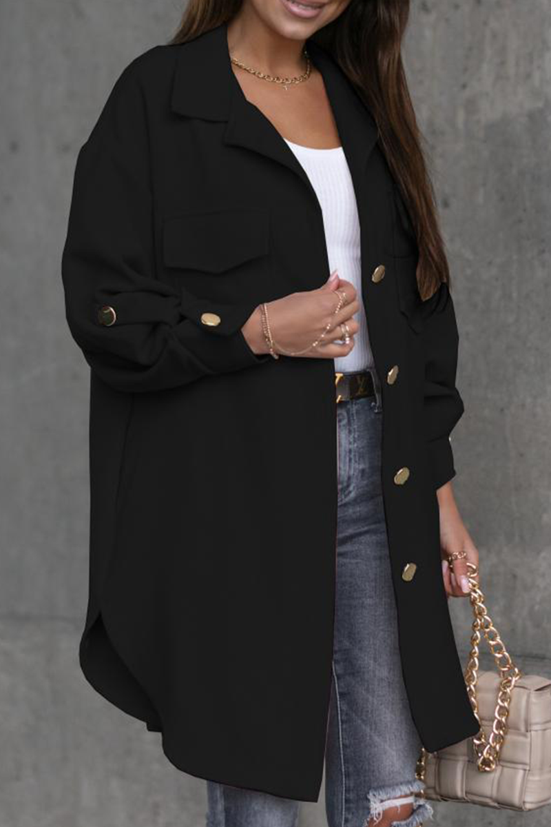 Vêtements d'extérieur décontractés, à col montant, avec poches et boucle (3 couleurs)