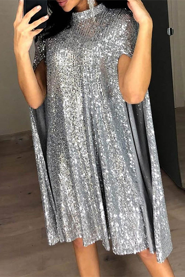 Robes élégantes à col mandarin en patchwork uni (3 couleurs)