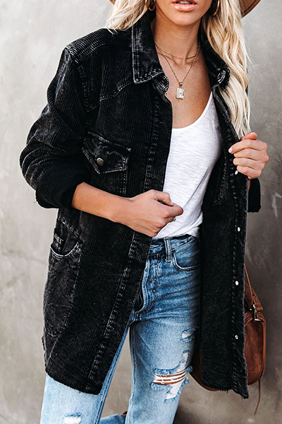 Vêtements d'extérieur décontractés, à poches, avec boucle et col montant.