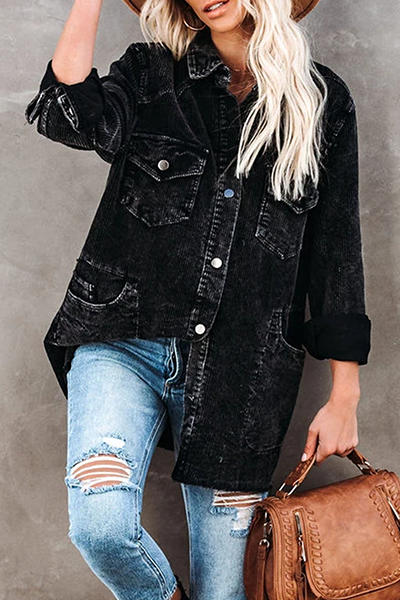 Vêtements d'extérieur décontractés, à poches, avec boucle et col montant.