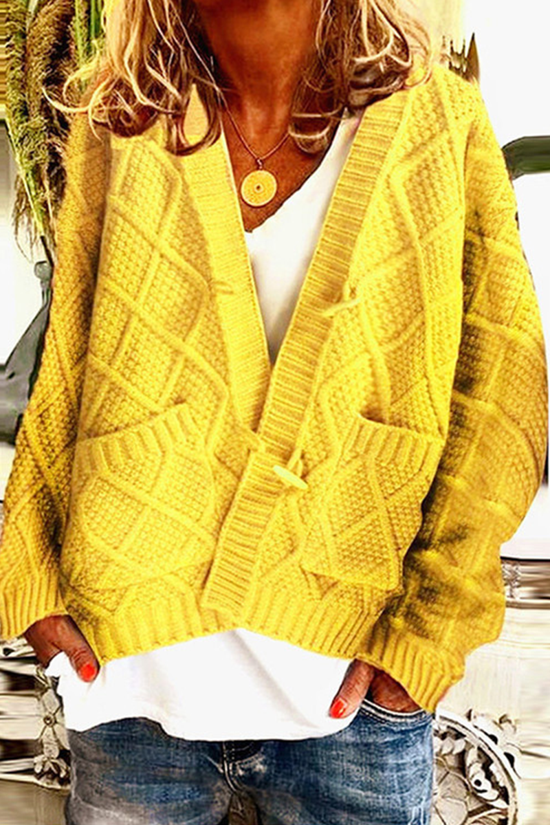 Casual Street Solid Patchwork V Neck Cardigans(5 Colors)