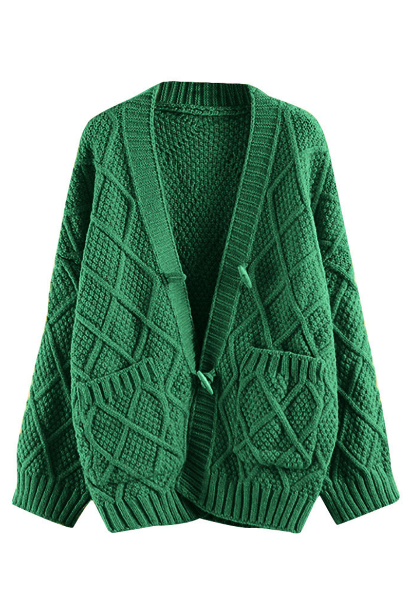 Casual Street Solid Patchwork V Neck Cardigans(5 Colors)