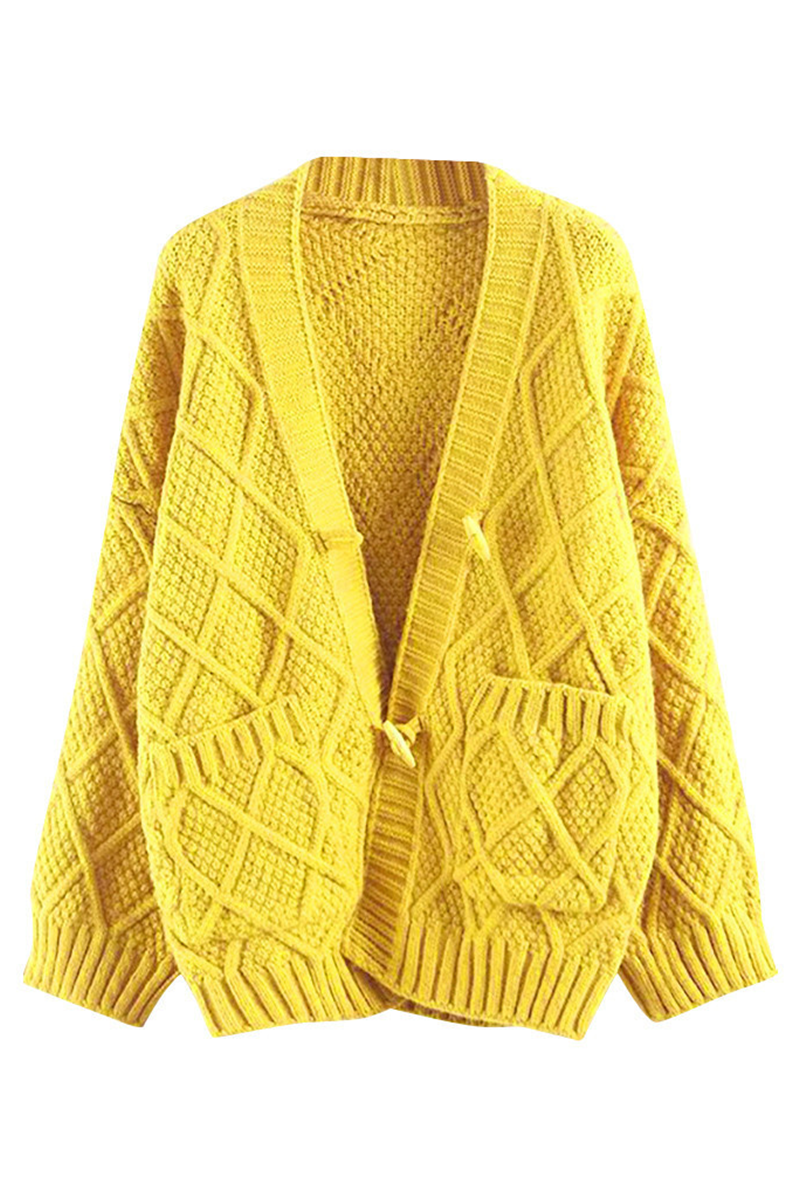 Casual Street Solid Patchwork V Neck Cardigans(5 Colors)