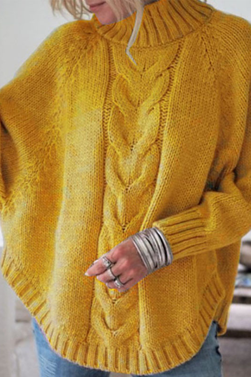 Casual Solid Patchwork Half A Turtleneck Sweaters(6 Colors)