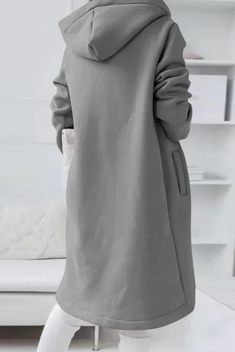 Vêtements d'extérieur décontractés, unis, à capuche avec cordon de serrage et fermeture éclair (8 couleurs)