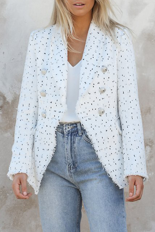 Vêtements d'extérieur décontractés à carreaux, patchwork, col à revers et boucle (4 couleurs)