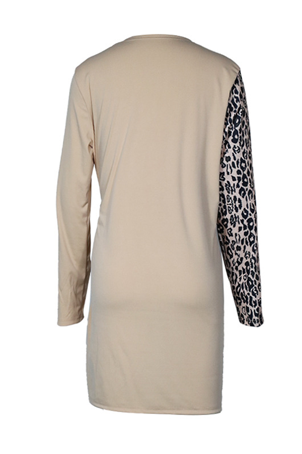 Vêtements d'extérieur décontractés et élégants, col en V, design léopard et patchwork (4 couleurs)