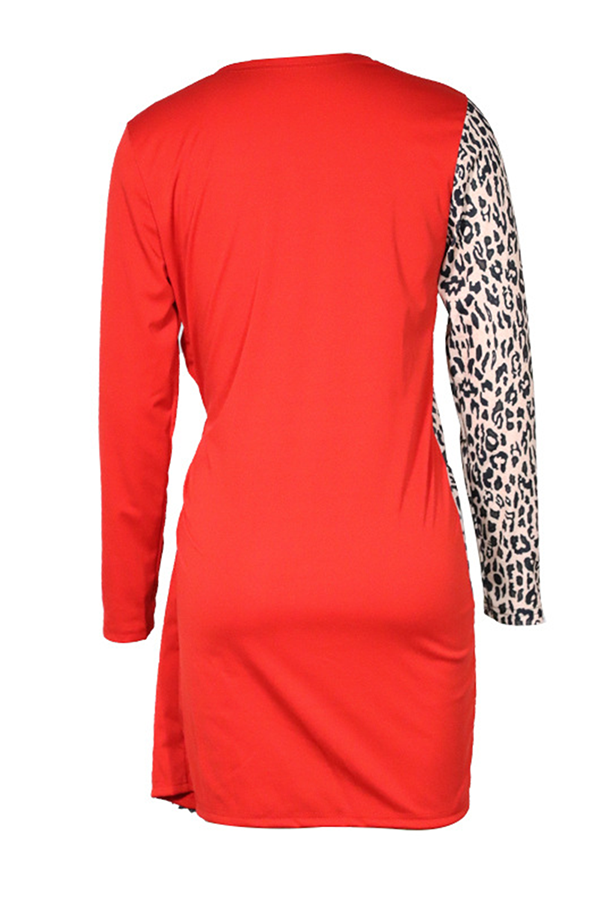 Vêtements d'extérieur décontractés et élégants, col en V, design léopard et patchwork (4 couleurs)