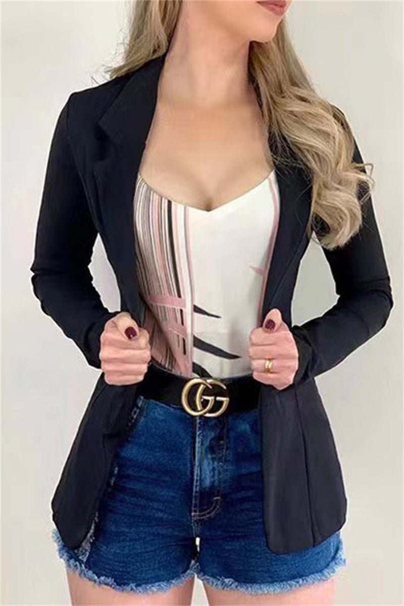 Vêtements d'extérieur amincissants à col rabattu, style décontracté et tendance (6 couleurs)