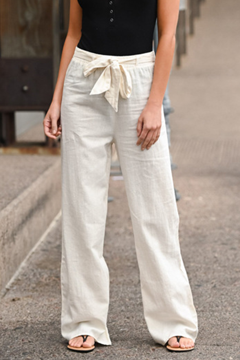 Casual Solid Split Joint Basic Loose Straight Solid Color Bottoms(6 colors)