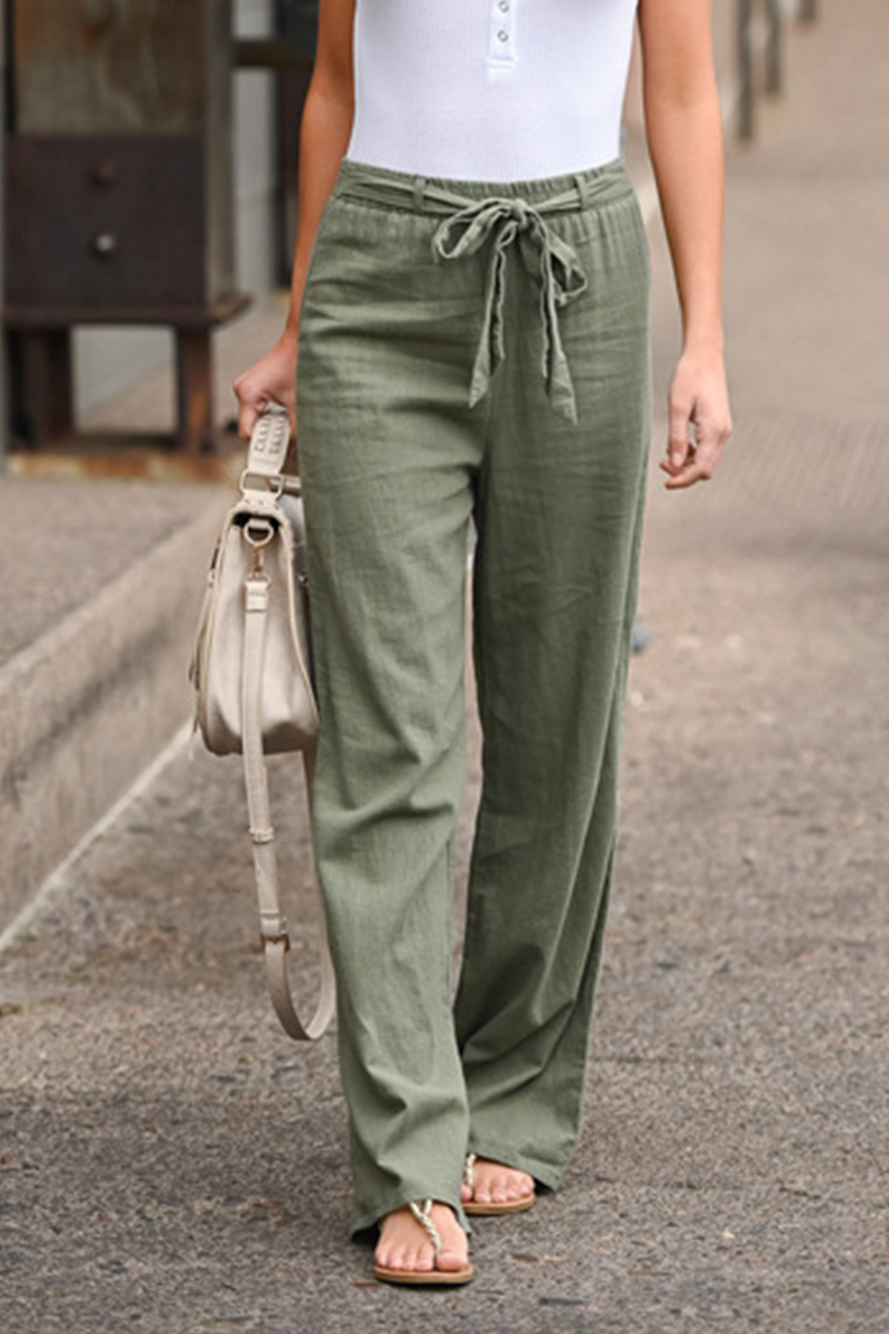 Casual Solid Split Joint Basic Loose Straight Solid Color Bottoms(6 colors)