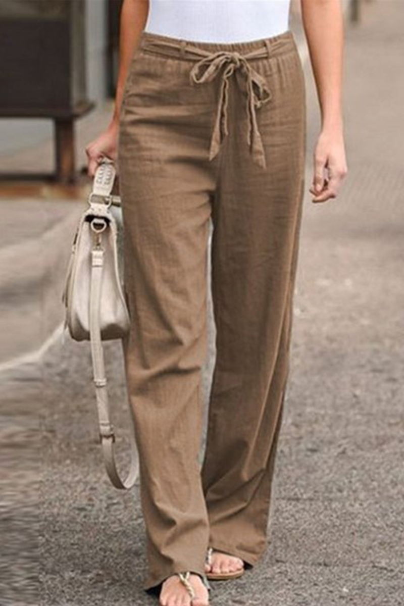 Casual Solid Split Joint Basic Loose Straight Solid Color Bottoms(6 colors)