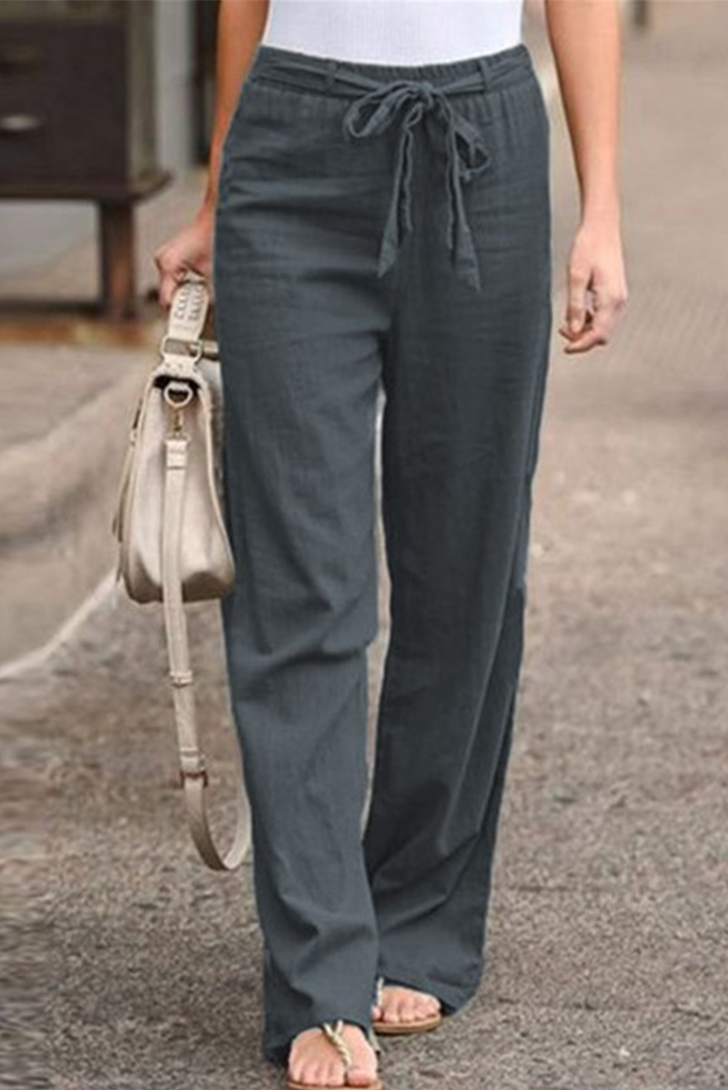 Casual Solid Split Joint Basic Loose Straight Solid Color Bottoms(6 colors)