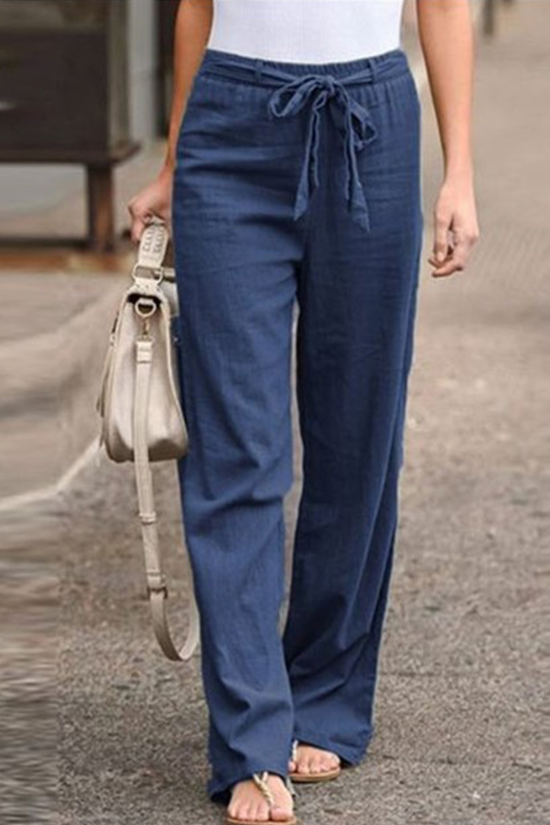 Casual Solid Split Joint Basic Loose Straight Solid Color Bottoms(6 colors)