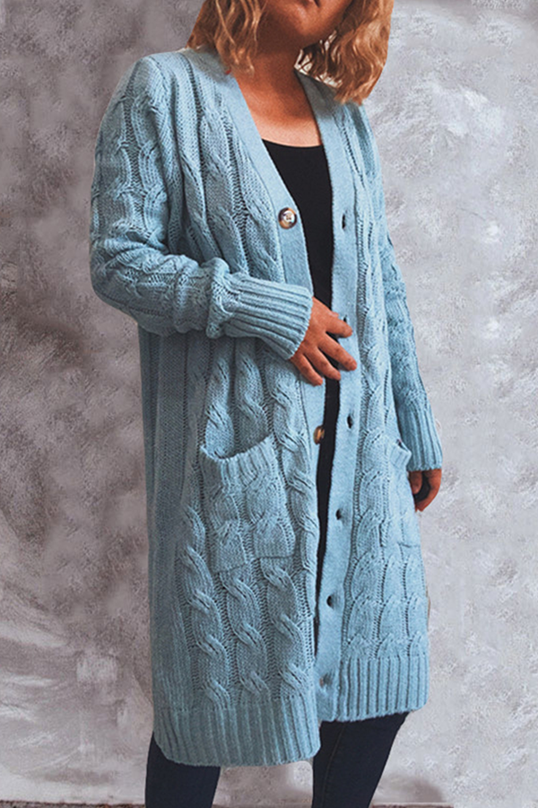 Vêtements d'extérieur décontractés, col en V, poches et boucle (8 couleurs)