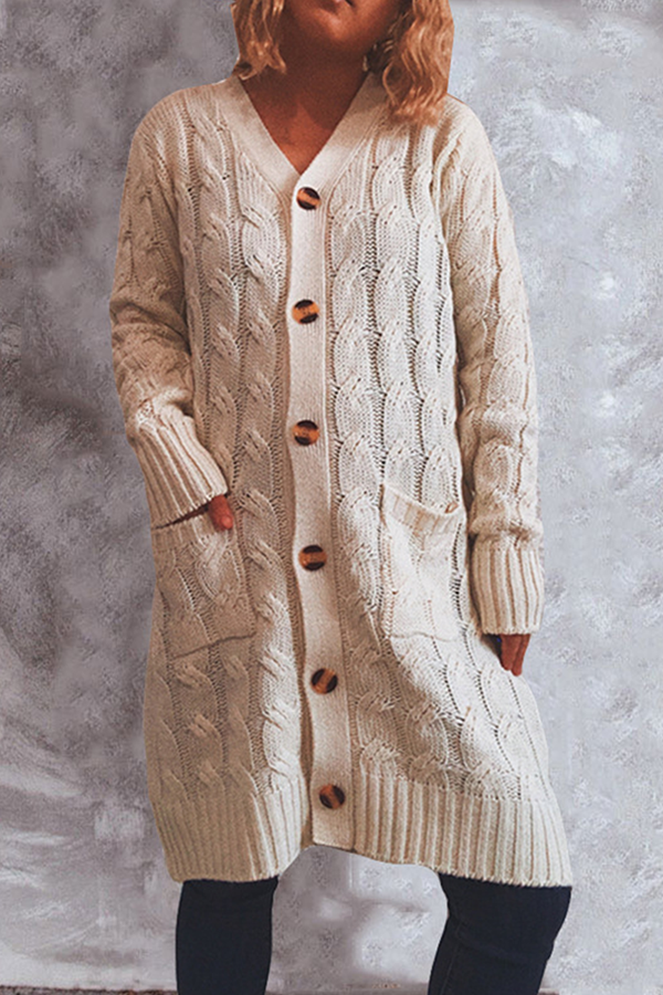 Vêtements d'extérieur décontractés, col en V, poches et boucle (8 couleurs)