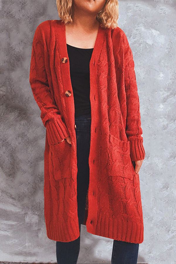 Vêtements d'extérieur décontractés, col en V, poches et boucle (8 couleurs)