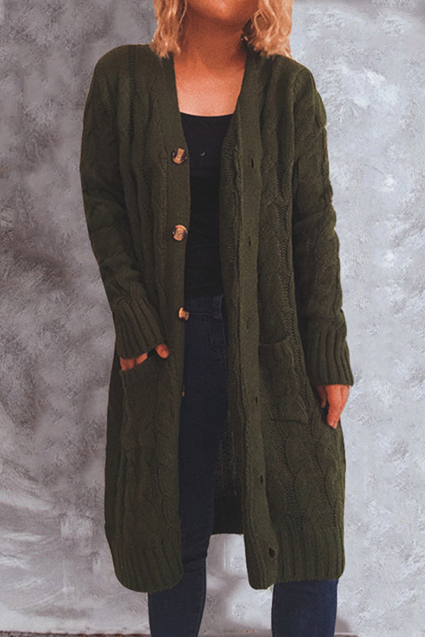 Vêtements d'extérieur décontractés, col en V, poches et boucle (8 couleurs)