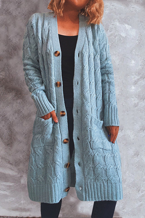 Vêtements d'extérieur décontractés, col en V, poches et boucle (8 couleurs)