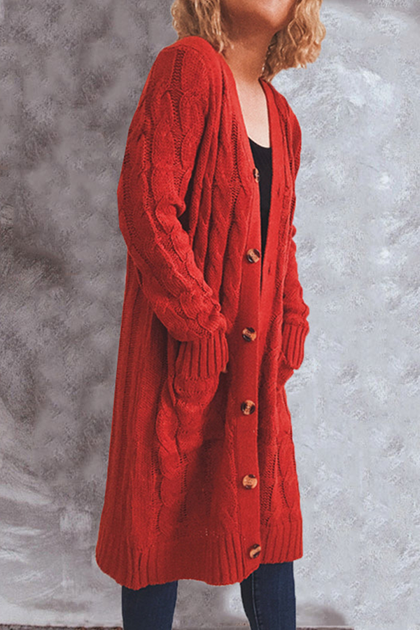 Vêtements d'extérieur décontractés, col en V, poches et boucle (8 couleurs)