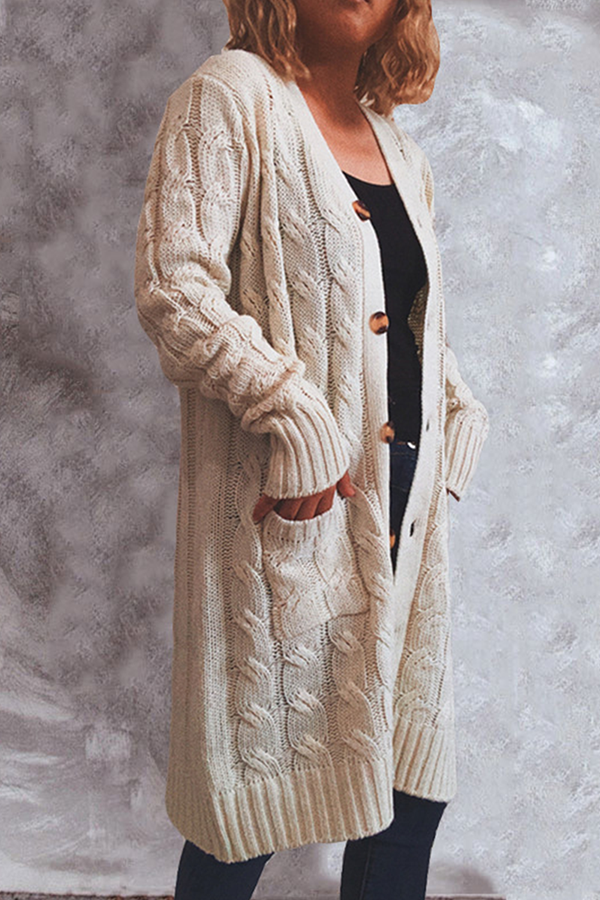 Vêtements d'extérieur décontractés, col en V, poches et boucle (8 couleurs)