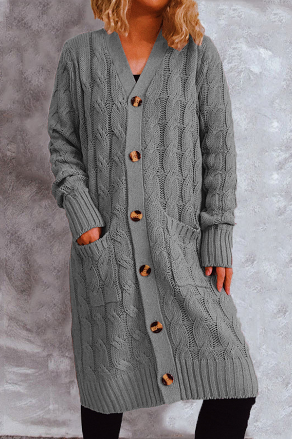 Vêtements d'extérieur décontractés, col en V, poches et boucle (8 couleurs)