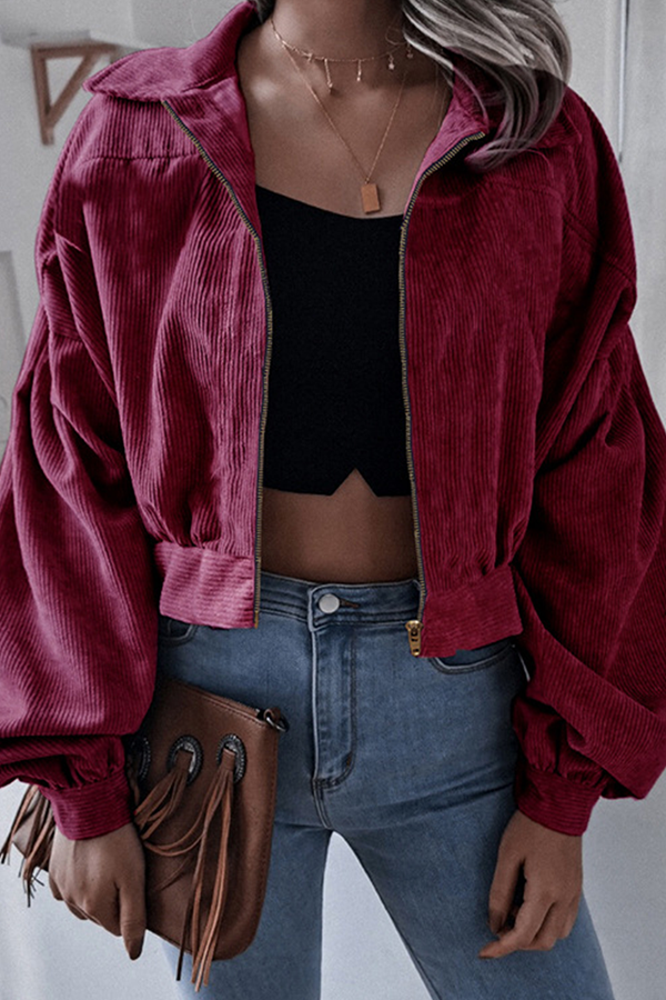 Vêtements d'extérieur décontractés, unis, à fermeture éclair, col montant, à empiècements.