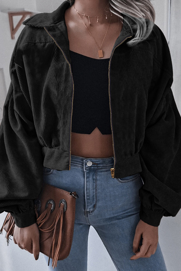 Vêtements d'extérieur décontractés, unis, à fermeture éclair, col montant, à empiècements.