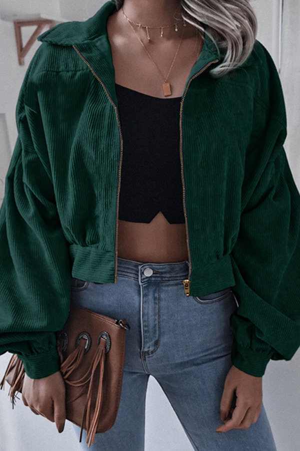 Vêtements d'extérieur décontractés, unis, à fermeture éclair, col montant, à empiècements.