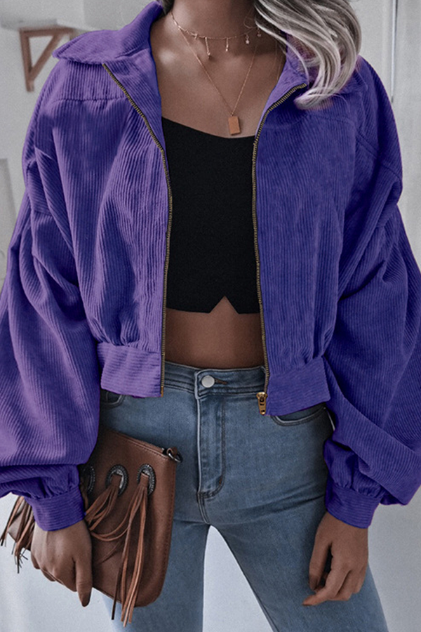 Vêtements d'extérieur décontractés, unis, à fermeture éclair, col montant, à empiècements.