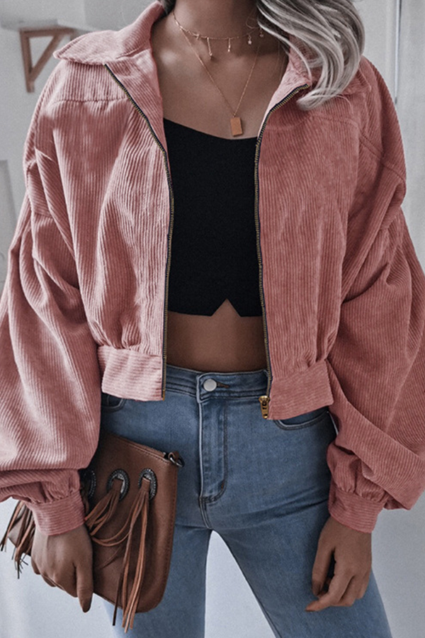 Vêtements d'extérieur décontractés, unis, à fermeture éclair, col montant, à empiècements.