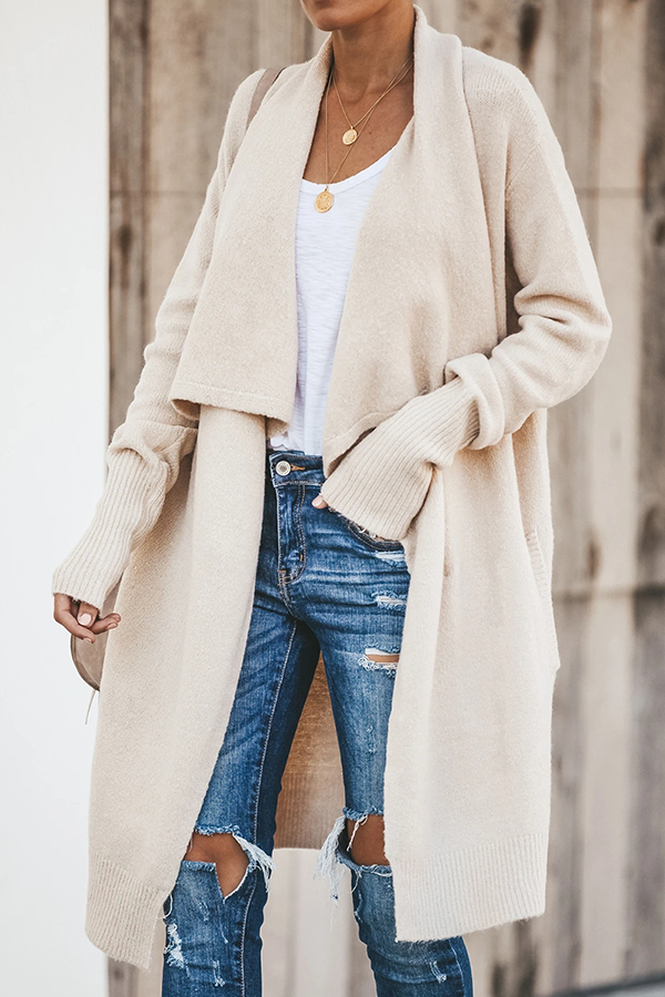 Casual Solid Patchwork Pocket Turndown Collar Outerwear(6 Colors)