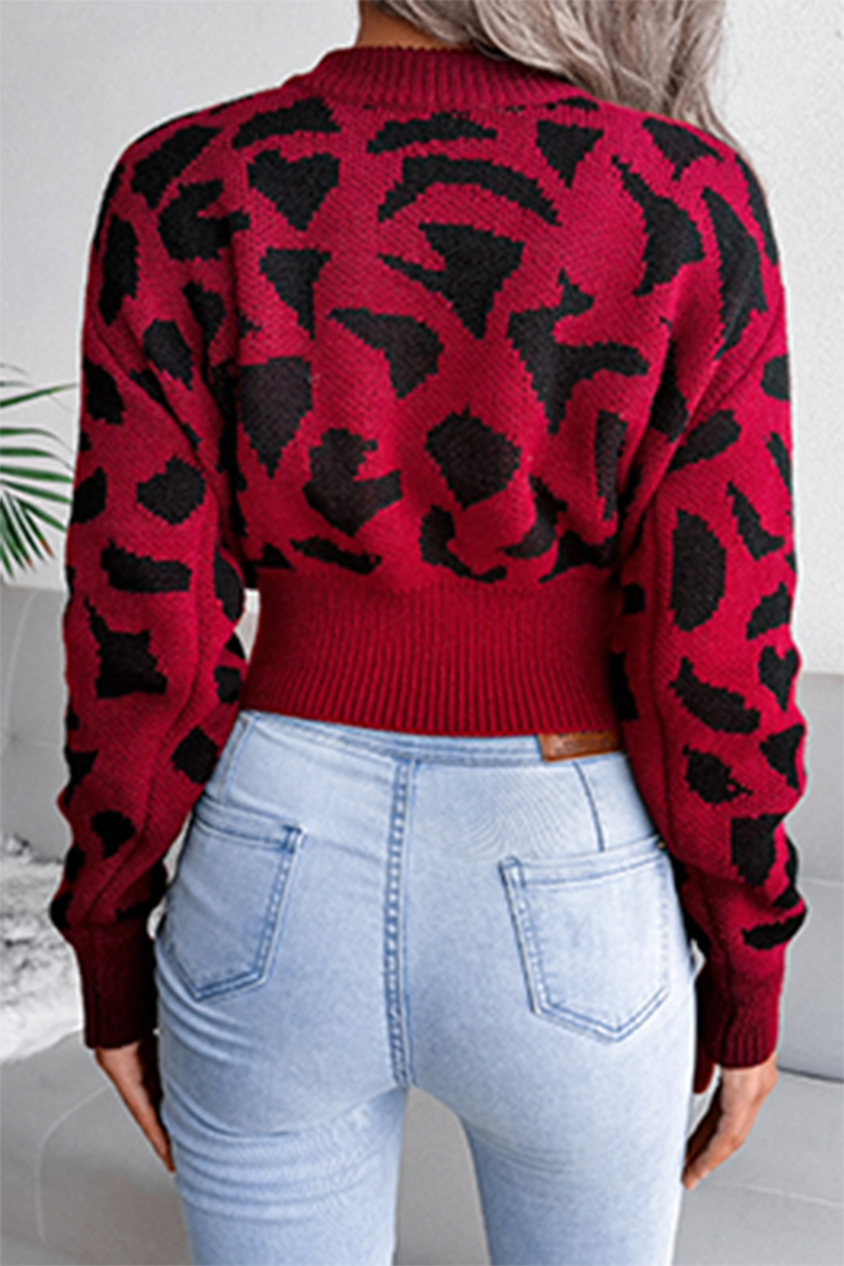 Casual Print Patchwork Contrast O Neck Tops