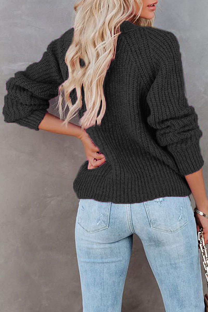 Casual Solid Pocket Buttons V Neck Sweaters(7 Colors)